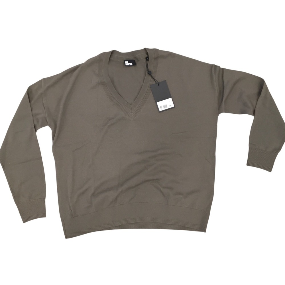 The Kooples Mens Olive Green 100% Wool V-Neck Sweater NWT FPUL25040K Size 0 XS